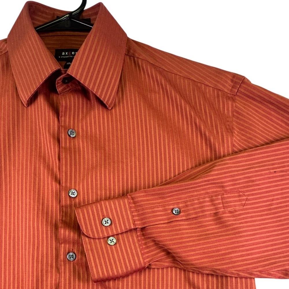 Axcess Claiborne‎ Shirt Men's Size 15.5 32-33 Long Sleeve Orange Button Down